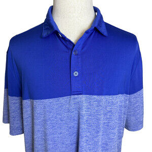 Walter Hagen 11 Golf Polo Shirt, Sz XL, Blue and White Heathered, Collared